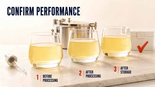 info-500-1 Confirm flavor performance before processing, after processing and after storage